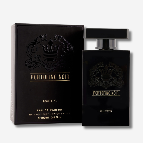 Portofino Noir by Riiffs – Eau de Parfum 100 ml parfum Portofino Noir Riiffs EDP 100 ml flacon noir laqué couronne coffret noir or